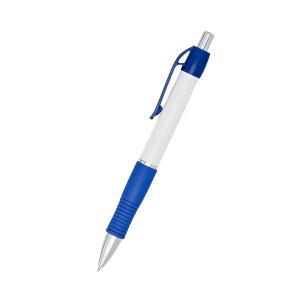 Caneta Plástica com Emborrachado Azul      